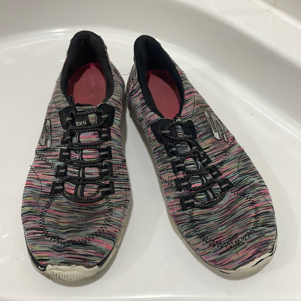 Skechers Colorful No Lace Running Shoes Sz 6.5